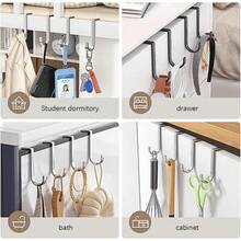 5pcs Double Hook Hangers - Suitable For Bedside, Door, Bathroom & Kitchen Wall | No Drilling Required, Space Saving, Sturdy Adhesive For Bathrobes And Towels - Silver - View 6
