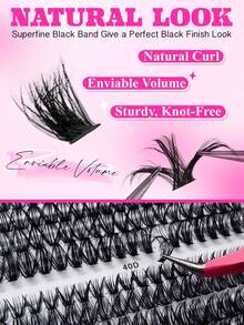 320pcs/Pack Single Cluster False Eyelashes Natural & Slim Style 30D+40D Mixed D Curl 9-16mm Reusable Single Cluster Eyelash Extension Kit With Glue, Adhesive And Sealer, Eyelashes, False Eyelashes, False Eyelash Clusters - Multicolor - View 4