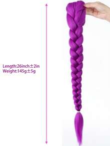 26英寸长紫色编织假发，合成盒式编织假发，易于夹戴，可扎成马尾辫，适合角色扮演、万圣节、圣诞节、音乐节、派对、女孩和儿童佩戴。 - 彩色 - 查看 5