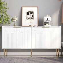 Modern And Simple Anrichte Moderne Sideboard Schrank Anrichte Stauraum Buffet Wohnzimmer Set,140L X 38B X 75H(Cm) - White - View 4