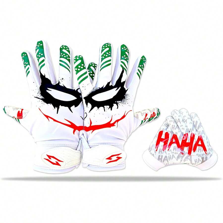 USA Joker Jester - Guantes de fútbol para receptores de fútbol – Pro Grip Sticky Palms Elite - Guantes de fútbol para jóvenes adultos y niños pequeños, medianos y grandes, XL, XXL, color blanco - Adulto - XL - Ver 1