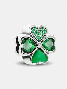 1件925纯银花朵串珠吊坠，适合女士手链、手镯DIY饰品制作和日常搭配，学生返校必备用品 - 款式2 - 查看 2