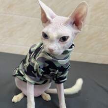 Hairless Cat Clothes, Soft Camouflage Print Military Green For Sphynx - Multicolor - View 5