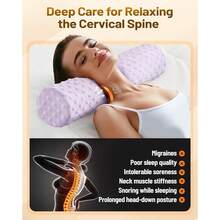 Memory Foam Round Pillow, Cervical Neck Pillow For Pain Relief, Cylinder Pillows 18\X 4\, Removable Cover, Neck Roll Pillow For Sleeping, Velvet Dots, Purple - Màu tím - Xem 5