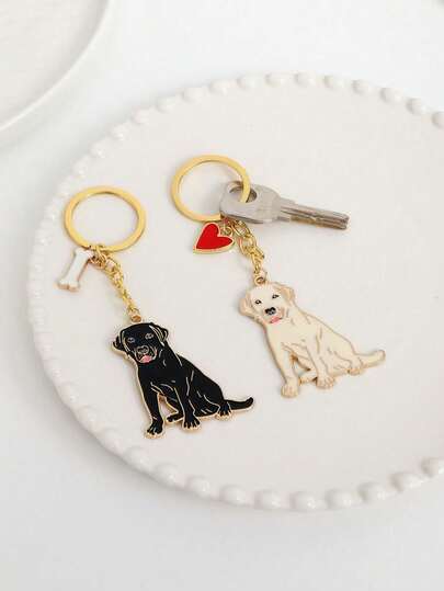 1 pieza Llavero de perro Golden Retriever de aleación dorada, llavero de mascota, colgante de animal, llavero de coche para hombres, lindo encanto de bolso, regalo para amigos, regalos para madre, padre, graduación y maestro