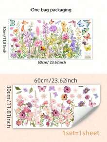 12英寸 x 24英寸 手绘花卉双面窗贴，静电吸附PVC材质，适用于光滑表面 - 可爱图案，礼品，客厅装饰，卧室焕新，厨房创意，浴室装饰，贴纸，墙贴，乙烯基贴纸，家居装饰，春季装饰，为您的家增添活力，节日装饰贴纸，生日毕业礼物 - 彩色 - 查看 11