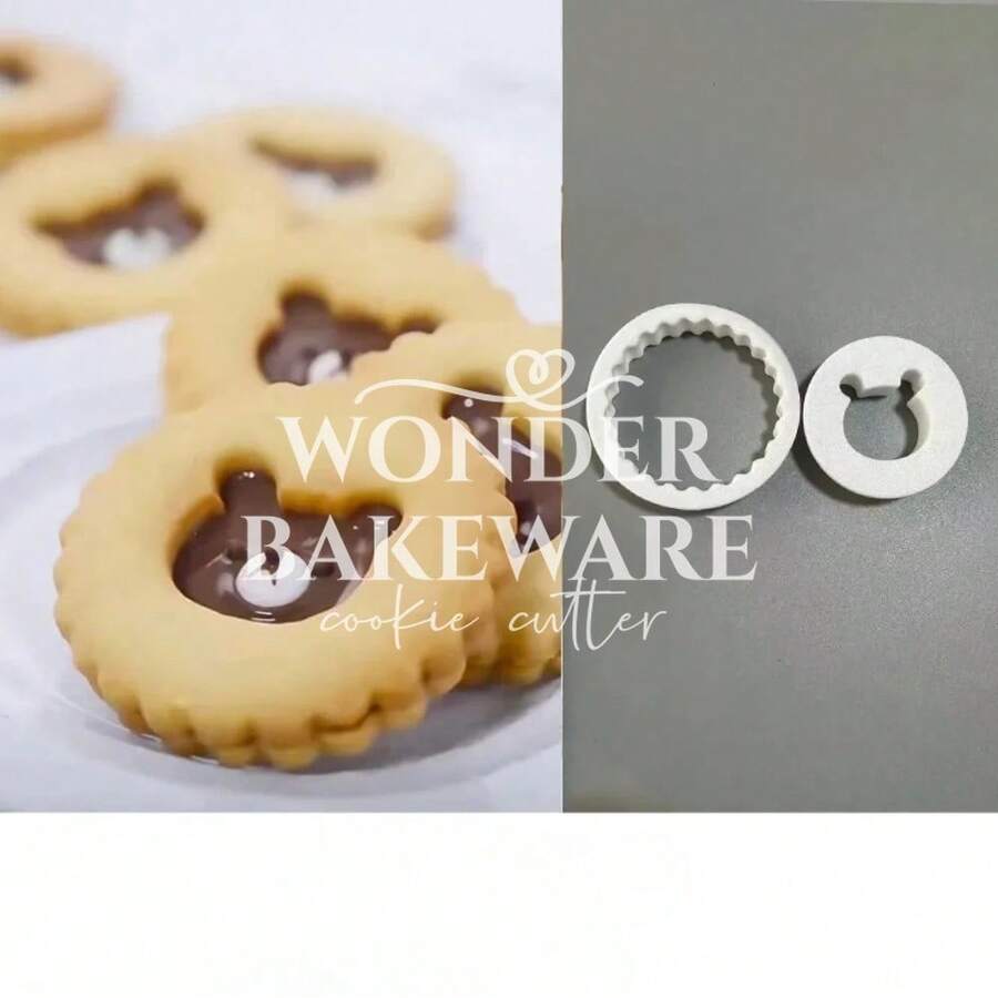 Cortador de Biscoito em Forma de Urso para Sanduíche de Geléia, Molde de Biscoito 3D Fofo em Forma de Urso, Carimbo de Biscoito Prensável de Fondant, Decoração de Bolo, Suprimentos de Cozimento - Urso - Visão 1