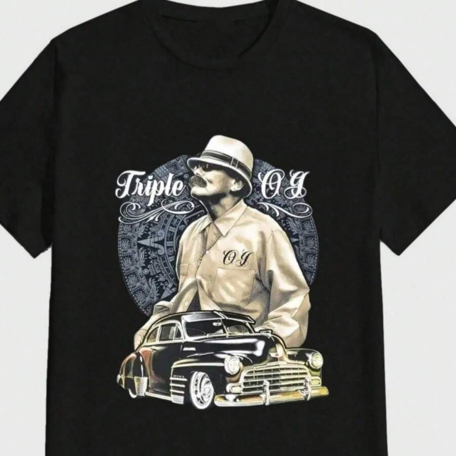 Payeah Cruising Lowrider Bike It Clown Joker Gangster David Gonzales Dga Casual Digital Print Pure Heavy Cotton T Shirt - Black - View 1
