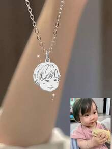 1pc Customized Minimalist Portrait Stainless Steel Commemorative Accessory, School Supplies, Back To School Gift