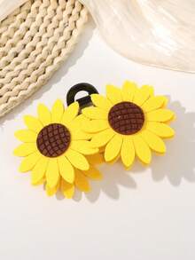 1pc Fashionable Bohemian Sunflower Flower Hair Claw Clip, Suitable For Vacation, Outing, And Everyday Wear - Yellow - View 6