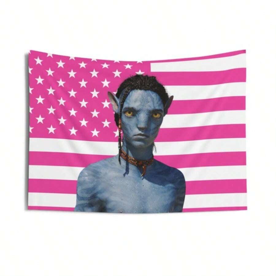 2D Flat 1pc 2D Printing Lo'ak Tapestries Lo'ak Pink Flag Lo'ak Av1atar Indoor Wall Tapestries (One Side Print) Grommets'  Color Random - 彩色 - 查看 1