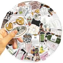 50PCS Cute INS Style Clean Girl Stickers Graffiti Set Fashion Mocha Girl Waterproof DIY Decals For Scrapbooking Phone Luggage Skateboard - Multicolor - View 3