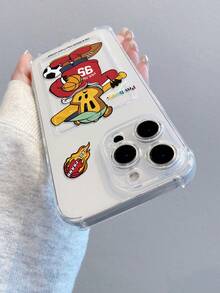 官方授权 Paul Frank 透明手机壳，全包式保护壳，带摄像头保护，饰有猴子和熊踢足球图案，全新设计，兼容 13/14/15/16/17 Pro Max - 彩色 - 查看 4