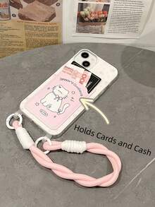 1pc Splatter Paint Animal 3D Cartoon Phone Case With Lanyard, Compatible With Apple 16 Pro Max/16 Pro/16 Plus/16/15 Pro Max/15 Pro/15 Plus/14 Pro Max/14 Pro/14 Plus/14/13 Pro Max/13 Pro/13/12 Pro Max/12 Pro/12/11 Pro Max/11 - Pink - View 3