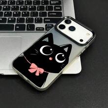 苹果phonecase粉领结黑猫799JPCYKIPhone17Pro圣诞礼物iPhone14Plus新年礼物13Pro男女朋友11Pro生日礼物 - 半透明の黒 - チェックする 1