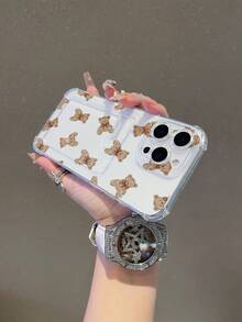 1pc Minimalist Cute Bow Teddy Bear Pattern Transparent Anti-Drop Phone Case, Compatible With IPhone XS/XS Max/XR/11/12/13/14/14 Plus/15/15 Plus/16/16 Plus/7/8 Plus/17/17 Pro And Other Models - Multicolor - View 7