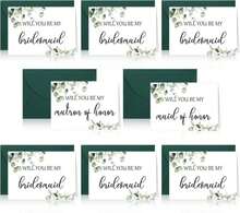Spakon 16 Pcs Will You Be My Bridesmaid Cards With Envelopes Watercolor Greenery Floral Bridal Proposal Maid Of Honor Matron Of Honor Invited Favor For Bridal Shower Wedding (Eucalyptus) - ColorD - 查看 1