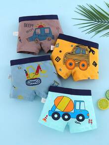 4pcs Boys' Soft & Comfortable Boxer Briefs, Size 3-10 - Yellow - View 15