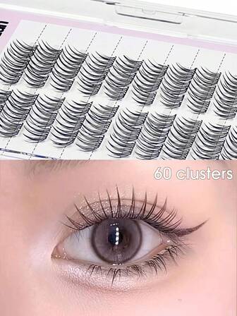 36 Clusters U-Shaped Glue-Free Self-Adhesive Lash Clusters: Lift Eye Contours & Magnify Eyes Instantly; 60 Clusters All-Round Glue-Free Self-Adhesive Lash Clusters-Beginner-Friendly, Reusable & Perfect For Daily Work, Business Trips, Holiday Celebrations & More!