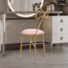 Light Pink & Dark Pink Butterfly Chair, Butterfly-Shaped Vanity Chair With Soft Cushion For Makeup Desk, Elegant Dining Chair, Accent Chair For Bedroom & Living Room, Gold Iron Frame, 220LBS Capacity - Leather Pink - 查看 7