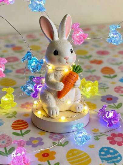 Easter Bunny Battery Operated String Lights, Waterproof Colorful Easter Fairy Lights With Timer, Easter Lights String Led For Indoor, Tree, Mantle, Table, Outdoor, Spring Decor