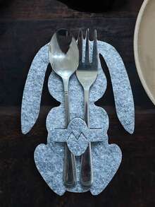 12 Stücke Osterhasen Besteckhalter Set - Filz Besteckaufbewahrungstasche, bunte Cartoon Hase Messer & Gabel Beutel für Dining, Küche und Frühlings Oster Party Dekoration - Verschiedenfarbig - Übersicht 5