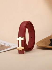 1件装女士休闲时尚复古优雅字母H设计腰带，百搭牛仔裤、连衣裙