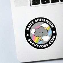 1pcs Daily Shitstorm Survivor Sticker | Fun And Quirky Vinyl Decal For Planners, Journals, And Laptops | Cute And Mindful Design For Meditation, Wellness Enthusiasts, And Book Lovers | , Artsy, Positive Affirmation Sticker,Halloween/Christmas/Trick Or Treat - 彩色 - 查看 3