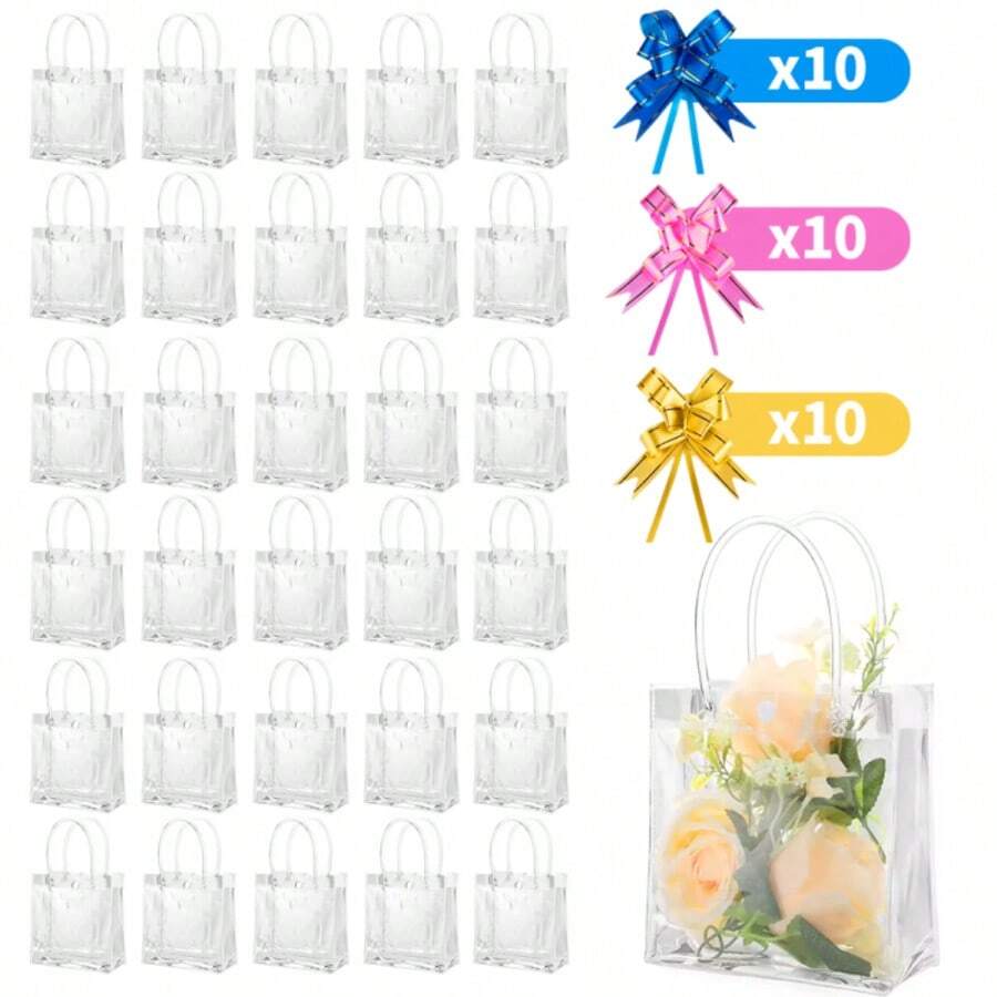 30 Piezas Bolsas de Regalo de PVC Transparente para dulces 30pcs bolsitas para dulces bolsas de dulces para fiestas infantiles bolsas de plastico para dulceros Reutilizable de bolsas para recuerdos,festivales y regalos hechos a mano,mano de fiesta de vacaciones, bolso cosmético de gelatina de pvc, regalo, reutilizable, suministros para pequeñas empresas, artículos de mejor valor, bolsas de compras, mochilas de fiestas, regalos de boda, cumpleaños hechos a mano(20*20*8cm) - transparente - Ver 1