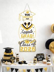 2026 White Graduation Decorations Door Signs Congrats Grad Class Of 2026, Graduation Wreath Hanging Signs Photo Booth Prop For Senior Party - White - View 4