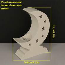 1pc Ramadan Crescent Moon Plastic Candle Holder, With Hollow Star Design And Cloud Base, Creates And Cozy Ramadan Atmosphere - Multicolor - View 4