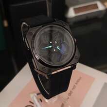 1PC 原装旋转男士手表，黑色时尚硅胶表带，运动男士腕表，3巴石英机芯，顶级男士手表 - 均碼 - 查看 9