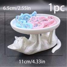 1pc 3D Printed Jewelry Box Storage, Cute Cat Shaped Jewelry Tray, Key Holder, Quirky & Adorable Cat Design, Novel For Home Jewelry, Watch, Cosmetics Storage, Desk Jewelry Organizer Tray, Birthday Gift, Holiday Decor, Skincare Display, Jewelry Collection, Unique Decor, Fun Design, Fashion Storage Box, Lightweight Tray, Decorative Tray, Multi-Purpose Tray, Jewelry Collector, Home Storage Accessory, Jewelry Tray Storage , Makeup Room Decor, Room Decor - Multicolor - View 10