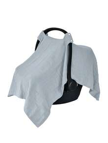 1 tấm che xe đẩy em bé bằng vải muslin cải tiến, mềm mại, thoáng khí, màu xám, chống bụi ngoài trời, nhẹ, che nắng mùa hè, bảo vệ sự riêng tư, cần thiết cho bé khi ra ngoài, quà tặng cho bé. - Màu xanh nhạt - Xem 6