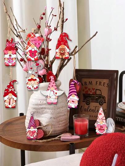 11pcs Pink Love Angel Hanging Decor Set, Romantic Proposal Decoration, Anniversary Wooden Hanging Pendant, Sweet Confession Decor, Proposal Decoration, Valentine's Day DIY Decor, Suitable For Valentine's Day, Wedding Season, Engagement, Anniversary, Outdoor Celebration, Valentine's Day Decorations, Valentine's Day Special Events