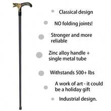 de caminar para hombres y mujeres y personas mayores, 36.5 pulgadas, resistente capacidad de ms de 500 libras, mango ergonmico de lobo, diseo decorativo y adornado, arte gtico y - negrodorado - Ver 4