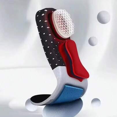 1 Pair Of Sports Insoles: Thickened High-Elasticity Support Insoles, Shock-Absorbing Soft-Soled Comfortable Massage Insoles/Fashionable Insoles, Flexible Insoles, Durable Insoles