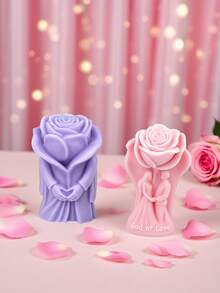 浪漫情人节情侣玫瑰誓言手牵手蜡烛硅胶模具 - 玫瑰矽膠模具 - 查看 4