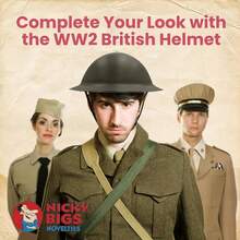 Novelties Adult WW2 British Helmet Ally WW2 Helmet Hat Lightweight Plastic Cushioned Lined Interior Brodie Costume Reenactment Accessory Olive Drab Green Adjustable Fit - 1 - 查看 7
