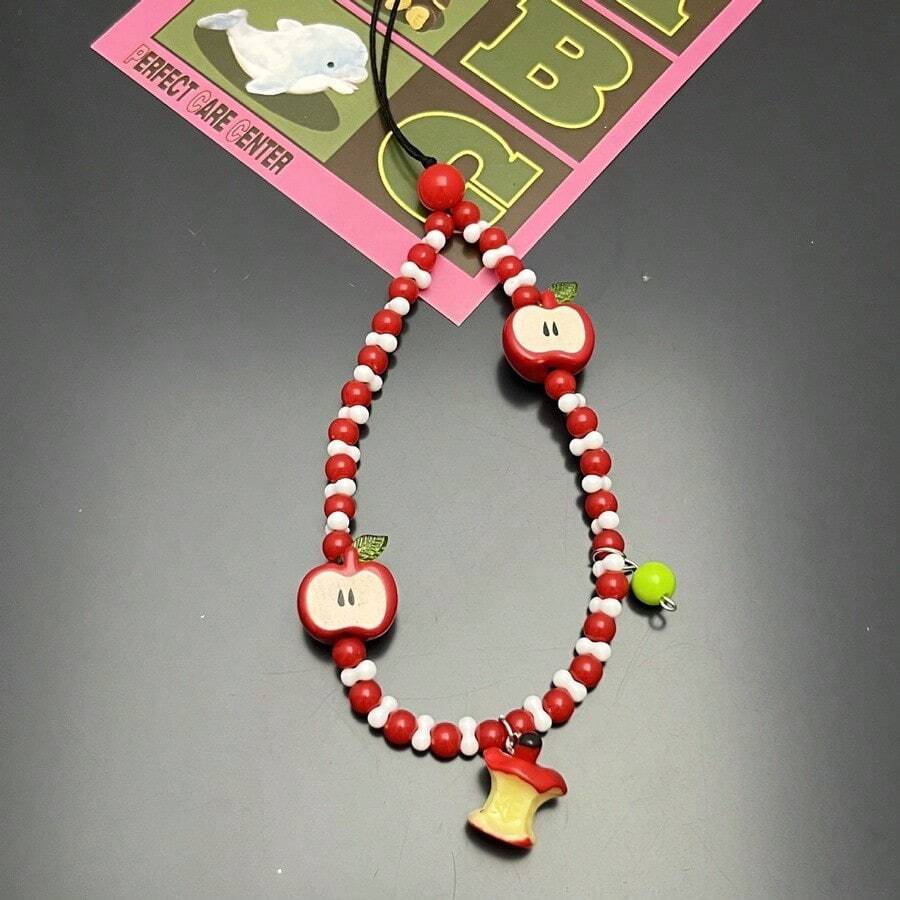 Handmade Beaded Camera Strap, Keychain, Phone Lanyard Charm For IPhone - Red - View 1