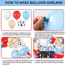 115pcs Farm Animal Theme Balloon Arch Set, Includes Red, Blue And White Latex Balloons, And Cow Pattern Balloons, Suitable For Children's Barn, Farm, Country Western Birthday Party Decoration - Multicolor - View 6