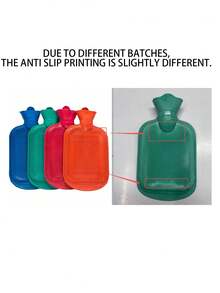 1pc Rubber Hot Water Bottle, Explosion-Proof Warm Inner Lining, Plush Heating Tool For Winter. Due To Batch Differences, Anti-Slip Printed Patterns May Vary Slightly. - Multicolor - View 7