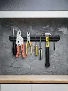 Puissant support mural magnétique de rangement de couteaux de cuisine, support de couteaux en métal aimanté et ABS, outils de cuisine - Noir - Voir 3