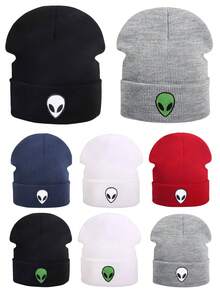 1pc Knitted NY Letter Embroidered Beanie Hat, Popular Autumn/Winter Fashion Unisex Street Style, Multi-Color, Warm & Windproof Fall Outfit