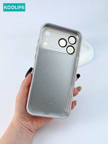 1pc Large Window Lychee Texture Faux Leather Phone Case, PC+PU Leather Hybrid Material, With Raised Lens Protection And Built-In Lens Film, Shockproof Fashion Design, For Iphone18pro/18pro Max/17/17 Pro/17 Pro Max - Moonlight White - View 9