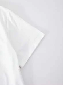 夏季少女休闲度假印花白色圆领T恤和简约白色长裙两件套 - 白色 - 查看 9