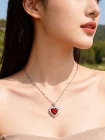 1pc Vintage Palace Style Minimalist Heart Pendant Necklace, Elegant For Valentine's Day And Daily Wear