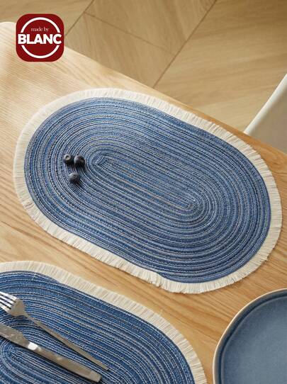 1/2/4/6/8pcs Minimalist Ombre Milk Coffee Oval Polyester Placemat