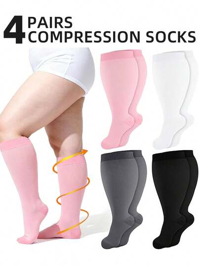 1/4 Pair Plus Size Compression Socks, Non-Slip Extra Large Sports Socks, Unisex, High Support, Suitable For Training, Running, Cycling, Hiking, Travel, Can Be Given As Gifts To Girlfriend, Mom, Grandma, Teacher, Also Suitable For Daily Wear