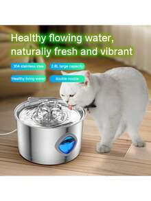 1个2.8升猫咪饮水机式不锈钢宠物自动过滤饮水器，狗狗饮水碗，猫咪喂水器，超静音水泵，USB供电循环水碗，适用于中小型猫狗 - 彩色 - 查看 6